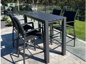 Adele Bar Table with Verde Bar Stools - 5pc Outdoor Bar Setting