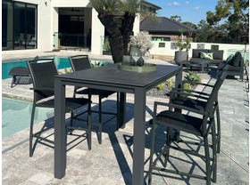 Adele Ceramic Bar Table with Verde Bar Chairs - 5pc Outdoor Bar Setting