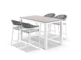 Adele Ceramic Bar Table with Nivala Bar Chairs - 5pc Outdoor Bar Setting