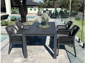 Adele Ceramic table with Serang Chairs 5pc Outdoor Dining Setting