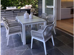 Adele Ceramic table with Serang Chairs 7pc Outdoor Dining Setting