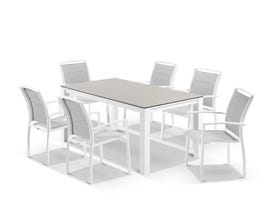 Adele Ceramic table with Verde Chairs 7pc Outdoor Dining Setting