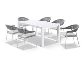 Adele table with Nivala Chairs 7pc Outdoor Dining Setting