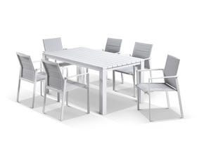 Adele Table with Meribel Dining Chairs - 7pc Outdoor Dining Setting 