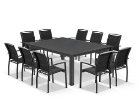 Adele Table with Verde Chairs 11pc Outdoor Dining Setting