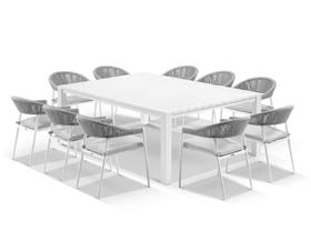 Adele Table with Nivala Chairs 11pc Outdoor Dining Setting