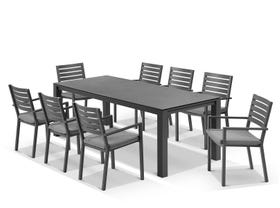 Adele Ceramic table with Mayfair Chairs 9pc Outdoor Dining Setting