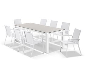 Adele Ceramic table with Sevilla Chairs 9pc Outdoor Dining Setting