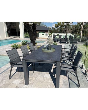 Adele Ceramic table with Sevilla Padded Chairs 7pc Outdoor Dining Setting