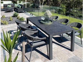 Adele Ceramic table with Nivala Chairs 7pc Outdoor Dining Setting