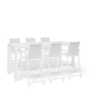 Adele Bar Table with Sevilla Bar Chairs- 7pc Outdoor Bar Setting