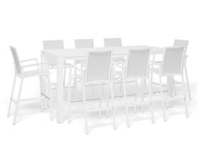 Adele Bar Table with Sevilla Bar Chairs- 9pc Outdoor Bar Setting