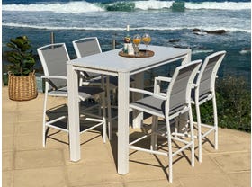 Adele Bar Table with Verde Bar Stools - 5pc Outdoor Bar Setting 