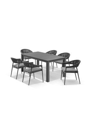 Adele Ceramic table with Nivala Chairs 7pc Outdoor Dining Setting