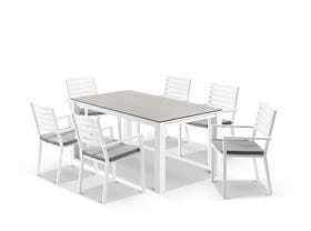 Adele Ceramic table with Mayfair Chairs 7pc Outdoor Dining Setting