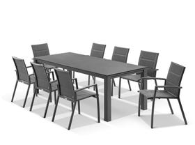 Adele Ceramic table with Sevilla Padded Chairs 9pc Outdoor Dining Setting
