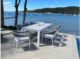 Adele Ceramic table with Nivala Chairs 9pc Outdoor Dining Setting