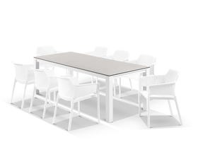 Adele Ceramic table with Bailey Chairs 9pc Outdoor Dining Setting