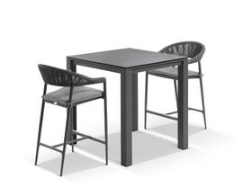 Adele Ceramic Bar Table with Nivala Bar Chairs - 3pc Outdoor Bar Setting