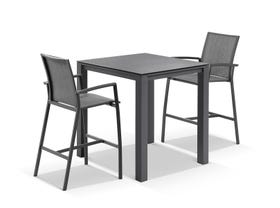 Adele Ceramic Bar Table with Sevilla Bar Chairs - 3pc Outdoor Bar Setting