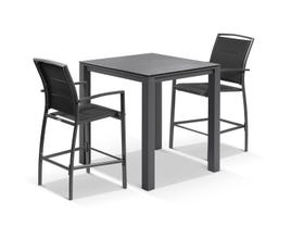 Adele Ceramic Bar Table with Verde Bar Chairs - 3pc Outdoor Bar Setting