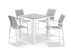 Adele Ceramic Bar Table with Verde Bar Chairs - 5pc Outdoor Bar Setting