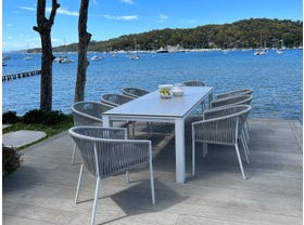 Adele Ceramic table with Gizella Chairs 9pc Outdoor Dining Setting