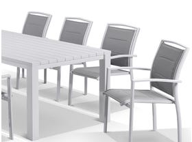 Adele table with Verde chairs  9pc Outdoor Dining Setting