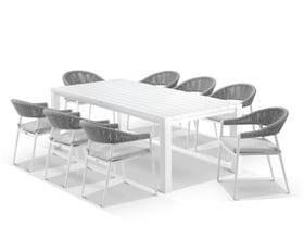 Adele Table with Nivala Chairs 9pc Outdoor Dining Setting
