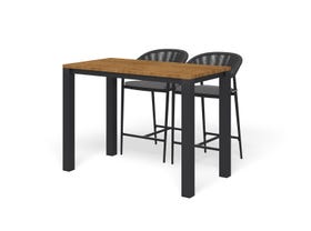 Adele Teak Bar Table with Nivala Bar Chairs -3pc Outdoor Bar Setting 