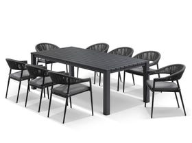 Adele table with Nivala Chairs 9pc Outdoor Dining Setting