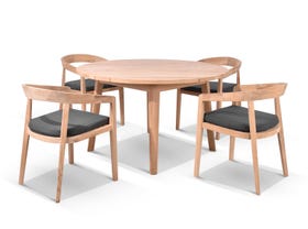 Atoll 120 Round Table with Ubud Teak Chairs -5pc Outdoor Dining Setting 