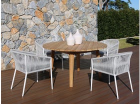 Atoll 140 Round Table with Gizella Chairs -5pc Outdoor Dining Setting 