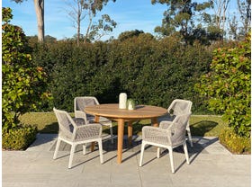 Atoll 140 Round Table with Serang Chairs -5pc Outdoor Dining Setting 