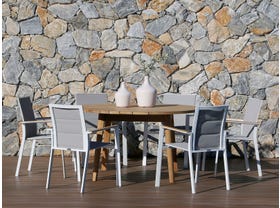 Atoll 140 Round Table with Triana Chairs -7pc Outdoor Dining Setting 