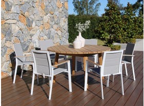 Atoll 140 Round Table with Triana Chairs -7pc Outdoor Dining Setting 