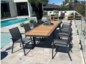 Barcelona Extension Table with Sevilla Dining Chairs 9pc Outdoor Dining Setting