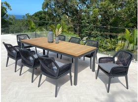 Barcelona Table with Serang Chairs 9pc Outdoor Dining Setting 
