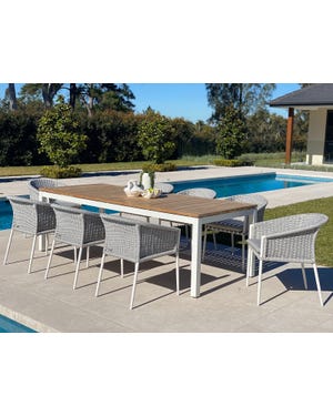 Barcelona Table with Isla Chairs 9pc Outdoor Dining Setting 
