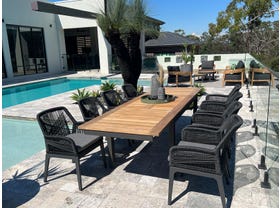 Barcelona Extension Table with Serang Chairs 9pc Outdoor Dining Setting