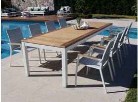 Barcelona Table with Sevilla Teak Chairs 9pc Outdoor Dining Setting 