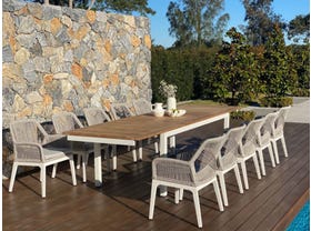 Barcelona Extension Table with Serang Chairs 11pc Outdoor Dining Setting 