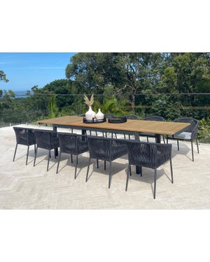 Barcelona Extension Table with Gizella Chairs 11pc Outdoor Dining Setting 