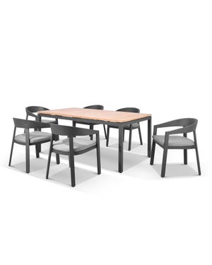 Barcelona Table with Ubud Chairs 7pc Outdoor Dining Setting 