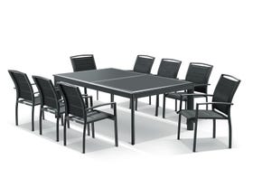Barton Extension Table with Verde  Chairs  9pc Outdoor Dining Setting