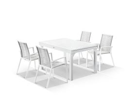 Bronte Extension table with Sevilla Rope Chairs  - 9pc Outdoor Dining Setting