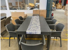 FLOORSTOCK SALE- Bronte Extension Table with Bailey Chairs 9pc Outdoor Dining Setting