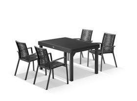 Bronte Extension table with Sevilla Rope Chairs - 9pc Outdoor Dining Setting