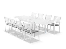 Bronte Extension table with Mayfair Chairs  - 9pc Outdoor Dining Setting