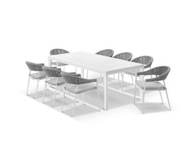 Bronte Extension table with Nivala Chairs 11pc Outdoor Dining Setting